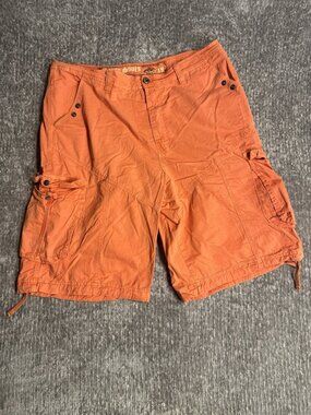 Vintage Y2K Seven Souls Cargo Utility Shorts Orange Multi Pockets Size 38